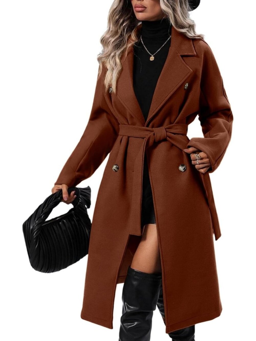 Women's Caramel Lapel Collar Cuff Sleeve Button Down Closure Long Trench Coats